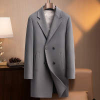 长款双排扣脱卸鹅绒内胆双面呢大衣风衣男士秋冬羊毛大衣休闲外套