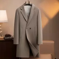 长款脱卸鹅绒内胆双面呢大衣风衣男士秋冬双排单扣羊毛大衣外套男