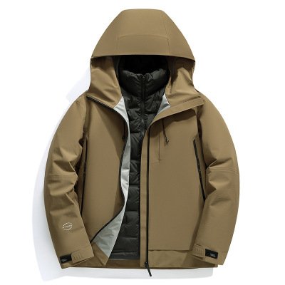 三合一可拆卸秋冬户外旅行露营冲锋衣羽绒服男防水防风男款登山服