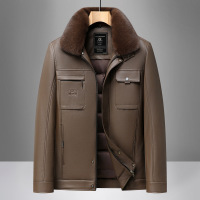 冬季新款白鸭绒皮羽绒服男中长防寒大保暖羽绒服外套