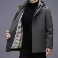 脱卸纳米貂毛内胆连帽羽绒服男士冬季新款中长中年羽绒服保暖外套