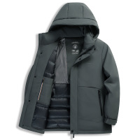 新国标90白鸭绒羽绒服秋冬新款脱卸帽中长款男士防寒保暖羽绒外套