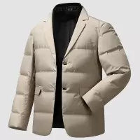 新款西装领羽绒服男保暖冬季修身休闲简约纯色中青年潮流羽绒西装
