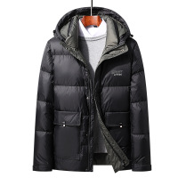 简欧冬季新款白鸭绒面包羽绒服男加厚潮流连帽羽绒服中长防寒外套