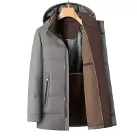 90白鸭绒中长加厚男式羽绒服冬季新款户外防寒保暖男士连帽羽绒服