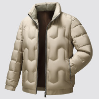 冬装男式轻薄款立领羽绒服外套中青年时尚简约菱形防寒羽绒服男款