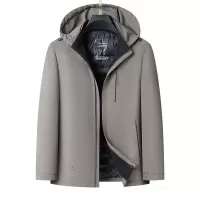 秋冬新款牛奶丝面料羽绒服商务休闲羽绒服中长款连帽男装外套中年