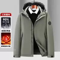 防风防水防静电户外羽绒服男士青年加厚新国标鸭绒连帽中长羽绒服