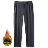 加绒加厚秋冬新款弹力休闲裤男士修身直筒中腰长裤抗皱潮流男裤子