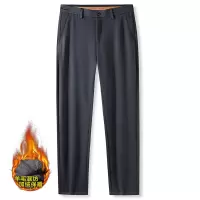 加绒加厚秋冬新款弹力休闲裤男士修身直筒中腰长裤抗皱潮流男裤子