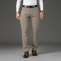 秋冬新款磨毛斜纹弹力休闲裤男士直筒修身西裤免烫休闲裤男长裤子