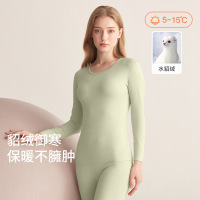 7A抑菌德绒保暖内衣女士无痕磨毛秋冬季发热水貂绒秋衣秋裤套装女