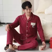 秋冬季棉质开衫翻领男士长袖结婚新婚加大码本命年休闲家居服套装