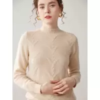 半高领山羊绒衫女简约针织纯色毛衣通勤百搭新款扭花小众设计上衣