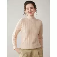 半高领羊绒衫女纯色山羊绒加厚文艺复古宽松百搭针织打底衫毛衣