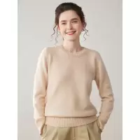 双股加厚山羊绒衫女圆领毛衣宽松秋新款冬短款套头纯色打底衫