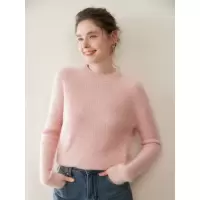 圆领山羊绒衫女抽条显瘦打底毛衣秋冬加厚元宝针套头针织上衣软糯