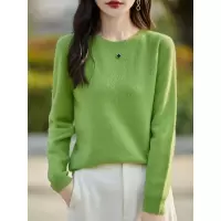 圆领钩花镂空一线成衣针织衫女秋冬新款宽松内搭毛衫套头打底毛衣