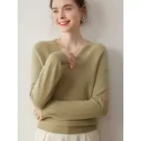 无缝v领羊绒衫女25秋冬新款气质宽松百搭上衣内搭针织打底衫毛衣