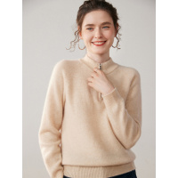 秋冬半拉链立领山羊绒打底衫女套头百搭舒适保暖内搭针织打底外穿