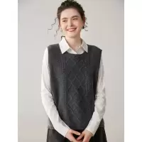 秋冬季山羊绒马甲女圆领加厚前短后长宽松背心无袖后开叉针织毛衣