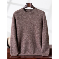 秋冬新款七针双股加厚圆领男士羊绒衫花纱式商务休闲毛衣针织打底