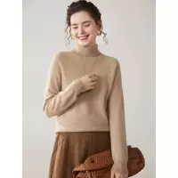 秋冬新款女士高翻领无缝山羊绒针织衫百搭羊毛衫显瘦气质打底毛衣