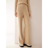 秋冬新款纯色女山羊绒针织阔腿裤简约百搭中缝线设计垂感舒适厚款