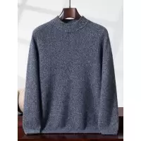 花纱秋冬双股加厚半高领山羊绒衫男长袖套头打底针织宽松毛衣保暖