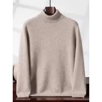 高翻领羊绒衫毛衣男士25秋冬款宽松套头毛衫纯色山羊绒针织打底衫