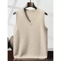 七针双股加厚男士V领秋冬羊绒背心坎肩商务休闲无袖毛衣针织马甲