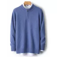 休闲商务羊毛衫男毛衣半高领半拉链羊绒衫保暖纯色针织打底衫