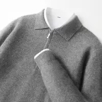 全羊毛衫男POLO领半拉链毛衣宽松加厚秋冬新款针织打底羊毛衫