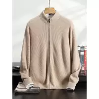 山羊绒开衫男士加厚半高立领针织毛衣商务休闲简约羊绒拉链外套