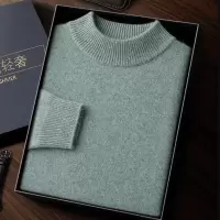 山羊绒打底羊绒衫男秋冬小毛衣双股加厚针织衫圆领羊毛衫男纯色