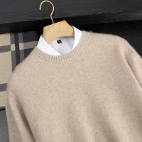 山羊绒衫男士圆领加厚纯色打底毛衣宽松休闲商务针织羊毛针织衫