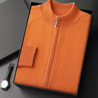 新款男士山羊绒加厚开衫半高领拉链针织保暖毛衣宽松休闲打底外套