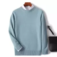 男士加厚羊毛衫圆领长袖商务休闲毛衣简约宽松百搭针织外穿打底衫