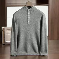 男士双股加厚秋冬半高领系扣长袖宽松休闲中青年羊绒针织打底毛衣
