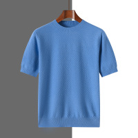 男士圆领针织短袖毛衣纯色毛衫套头内搭商务打底衫大码T恤春秋新