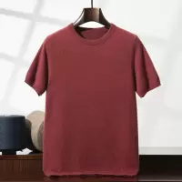 男士山羊毛衫圆领短袖针织衫春秋冬季休闲套头内搭羊毛毛衣打底潮