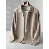 男士针织外套羊毛开衫春秋新款纯色长袖外搭开衫毛衣时尚男装