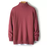 秋冬100羊毛衫男高翻领加厚毛衣宽松休闲青年针织打底套头衫大码