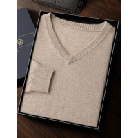 秋冬V领长袖羊绒衫男毛衣纯色鸡心领打底衫休闲男内搭针织套头衫