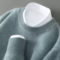 秋冬加厚男士羊毛衫圆领纯色毛衣男青年商务休闲绒衫大码打底衫