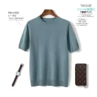 秋冬新款山羊绒短袖男士圆领半袖毛衣纯色打底衫外穿商务针织衫