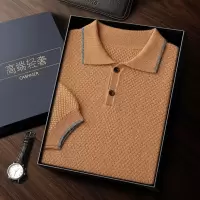 秋冬新款山羊绒衫男士polo领T恤针织毛衣商务休闲半袖POLO衫短袖
