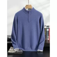 秋冬男士加厚半高领拉链羊绒针织打底毛衣保暖上衣中青年羊毛衫男