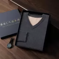 空气层加厚年秋冬山羊绒男士V领商务休闲时尚打底毛衣针织衫