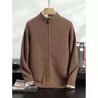 羊绒开衫男士山羊绒衫秋冬新款四平加厚拉链半高立领毛衣宽松外套